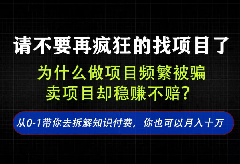 找项目？别傻了！卖项目才是真的一本万利！看完你全都懂了【揭秘】