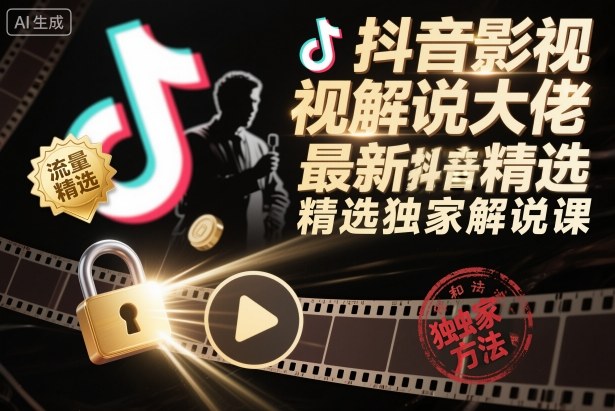 抖音影视解说大佬最新抖音进精选和独家方法，精选独家解说课(更新12月)