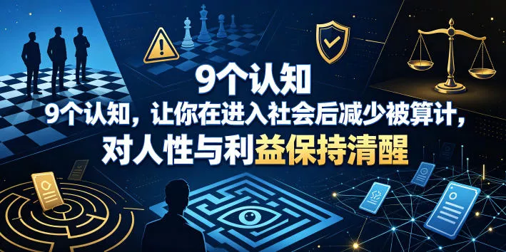 付费文章：9个认知，让你在进入社会后减少被算计，对人性与利益保持清醒