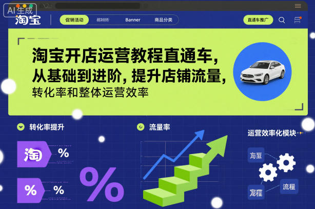 淘宝开店运营教程直通车,从基础到进阶,提升店铺流量,转化率和整体运营效率(更新26年3月) 淘宝开店运营教程直通车,从基础到进阶,提升店铺流量,转化率和整体运营效率(更新26年3月)