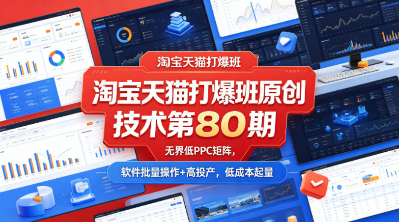 淘宝天猫打爆班原创技术第80期,无界低PPC矩阵,软件批量操作+高投产,低成本起量 淘宝天猫打爆班原创技术第80期,无界低PPC矩阵,软件批量操作+高投产,低成本起量
