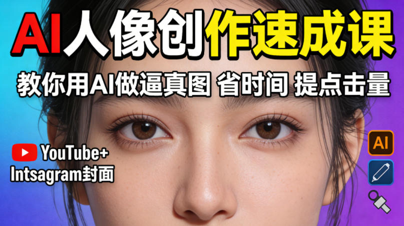 YouTube+Instagram封面没人点?AI人像创作速成课,教你用AI做逼真图,省时间还能提点击量! YouTube+Instagram封面没人点?AI人像创作速成课,教你用AI做逼真图,省时间还能提点击量!