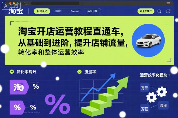 淘宝开店运营教程直通车，从基础到进阶，提升店铺流量，转化率和整体运营效率(更新26年07月11日)
