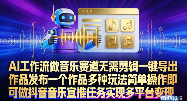 AI工作流做音乐赛道,无需剪辑,一键导出作品发布,一个作品多种玩法,简单操作即可做抖音音乐宣推任务 AI工作流做音乐赛道,无需剪辑,一键导出作品发布,一个作品多种玩法,简单操作即可做抖音音乐宣推任务