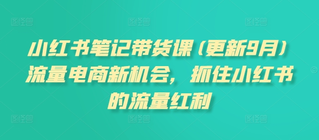 小红书笔记带货课(更新25年12月)流量电商新机会，抓住小红书的流量红利