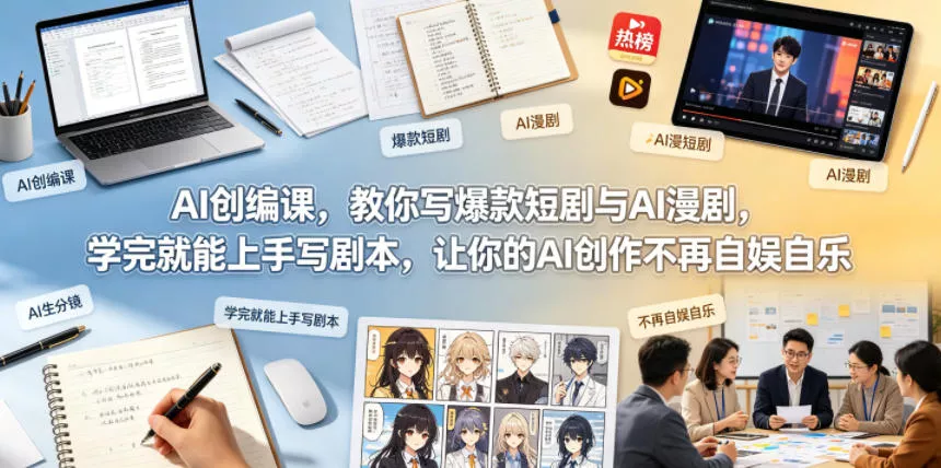 AI创编课，教你写爆款短剧与AI漫剧，学完就能上手写剧本，让你的AI创作不再自娱自乐(更新0521)