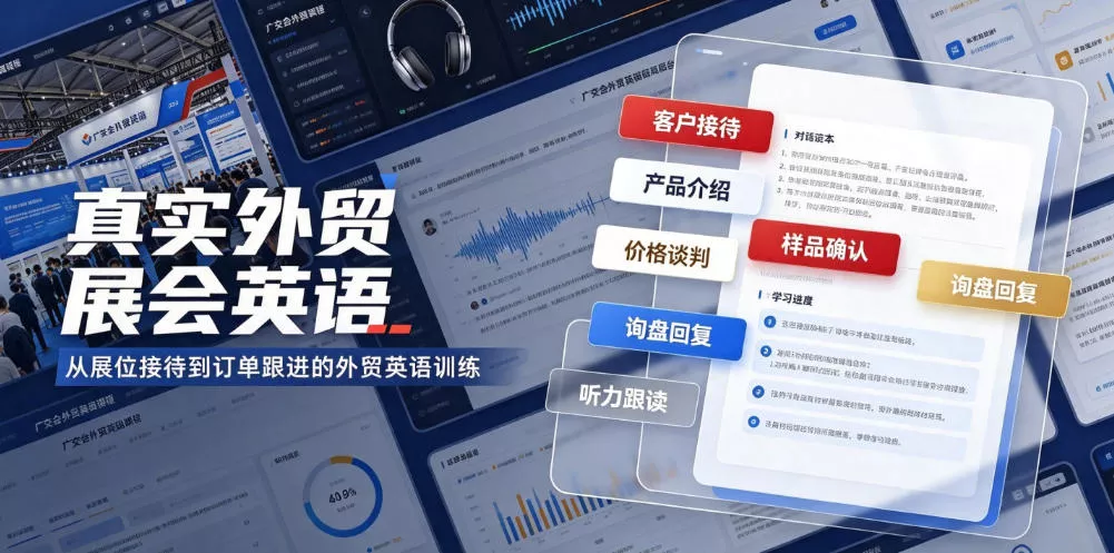 真实外贸展会英语，广交会外贸口语听力突击课程【音频】