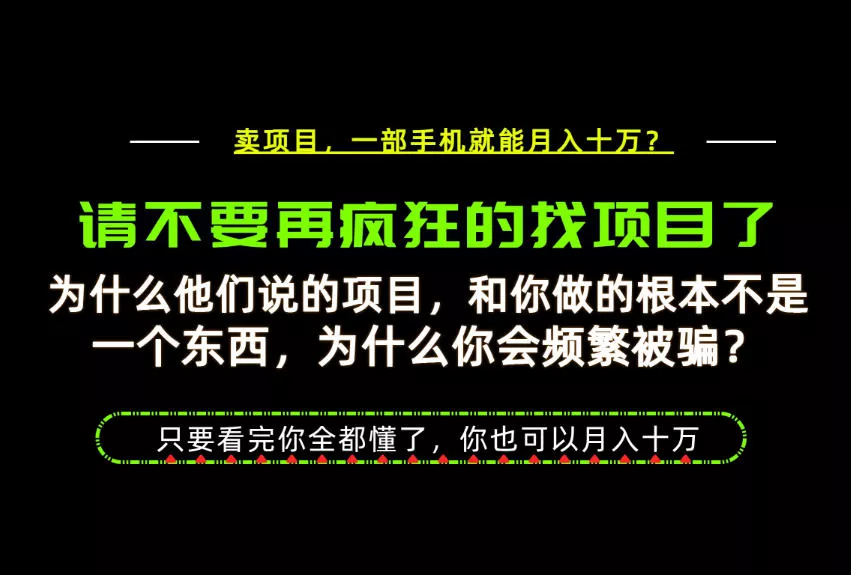 为什么做项目的人大多都是炮灰？为什么只有卖项目才能稳？看完你也可以月入10W+【揭秘】