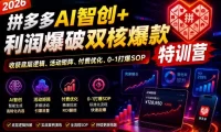 2026拼多多AI智创+利润爆破双核爆款特训营,收获底层逻辑、活动矩阵、付费优化、0-1打爆SOP(更新0727)
