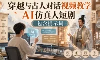 穿越与古人对话视频教学,AI仿真人短剧,包含提示词