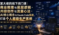 某大佬的线下闭门课|商业推理与底层逻辑・内容创作与流量心法・AI核心概念与Claude Code实战,打造个人超级生产系统【录音+图片】