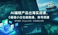 AI编程产品出海实战课,0基础小白也能跑通,账号搭建・多Agent开发・市场调研全流程,月入千刀跨境变现教程