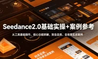 Seedance2.0基础实操+案例参考，从工具基础操作、核心功能拆解，到全品类、全场景实战案例参考全覆盖