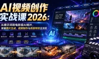 AI视频创作实战课2026：从提示词到电影级AI短片，掌握图片生成、视频制作与高级特效全流程