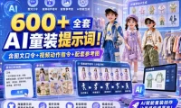 600+全套AI童装提示词！含图文口令+视频动作指令+配套参考图，Word-Excel规整分类，童装电商、种草无脑量产内容！