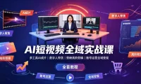 AI短视频全域实战课｜多工具AI成片、数字人带货、剪映高阶剪辑、账号运营全域变现全套教程