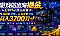 游戏站出海掘金从0到1小白实战课,从选词到上线,从收录到变现,月入3700刀+