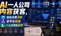 AI一人公司内容获客，轻松日更3条，多平台获客，一人公司化运营