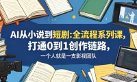 AI从小说到短剧全流程系列课，打通0到1创作链路，一个人就是一支影视团队