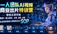 一人团队AI视频商业出片实战课：带你从零开始跑通一套从剧本、分镜、角色、运镜、生成到剪辑的AI视频商业出片SOP