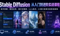 Stable Diffusion从入门到进阶实战课程｜软件部署、模型运用、提示词精修、Lora炼丹、AI图文视频全能落地教程