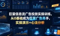 巨量信息流广告投放实操训练,从0基础成为巨量广告高手,实操演示+心法分析