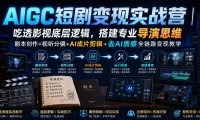 AIGC短剧变现实战营｜吃透影视底层逻辑，搭建专业导演思维，剧本创作+视听分镜+AI成片剪辑+去AI质感全链路变现教学