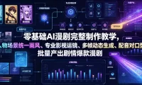 零基础AI漫剧完整制作教学，人物场景统一画风、专业影视运镜、多帧动态生成、配音对口型，批量产出剧情爆款漫剧