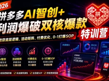 2026拼多多AI智创+利润爆破双核爆款特训营,收获底层逻辑、活动矩阵、付费优化、0-1打爆SOP(更新0727)