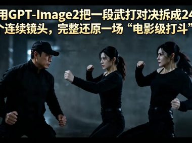 用GPT-Image2把一段武打对决拆成24个连续镜头,完整还原一场“电影级打斗”