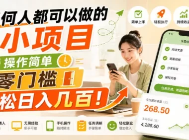 任何人都可以做的小项目:操作简单,零门槛轻松日入几百!【揭秘】