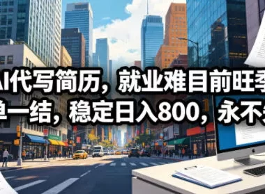 AI代写简历,就业难目前旺季,一单一结,稳定日入800,永不失业