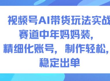 视频号AI带货玩法实战,赛道中年妈妈装,精细化账号,制作轻松,稳定出单