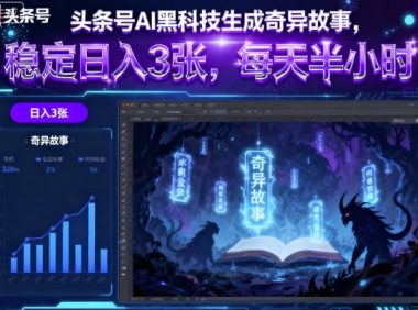 头条号AI黑科技生成奇异故事,稳定日入3张,每天半小时