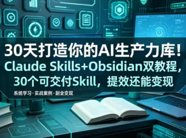 30天打造你的AI生产力库!Claude Skills+Obsidian 双教程,30 个可交付 Skill,提效还能变现