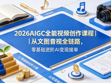 2026AIGC全能视频创作课程|从文图音视全链路,零基础进阶AI变现接单