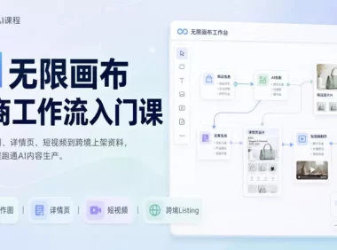 AI无限画布电商工作流入门课，从电商图片、详情页、带货视频到TK亚马逊产品上架模板实战,一套课程搞定
