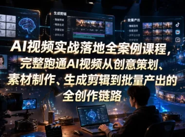 AI视频实战落地全案例课程，完整跑通AI视频从创意策划、素材制作、生成剪辑到批量产出的全创作链路