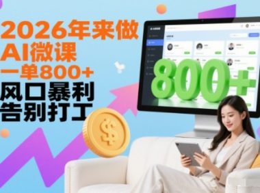 2026年来做AI微课,一单8张+,风口暴利,告别打工
