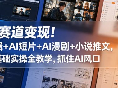 多赛道变现!剪辑+AI短片+AI漫剧+小说推文,零基础实操全教学,抓住AI风口