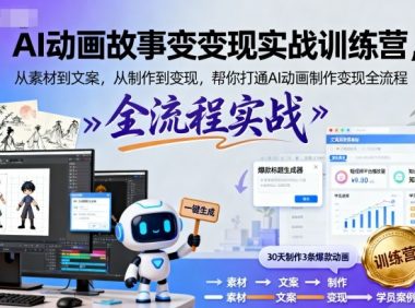 AI动画故事变现实战训练营,从素材到文案,从制作到变现,帮你打通AI动画制作变现全流程