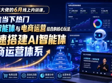 某大佬的6月线上内训课,聚焦当下热门AI智能体与电商运营结合的核心玩法,快速搭建AI智能体电商运营体系
