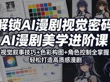 解锁AI漫剧视觉密码，AI漫剧美学进阶课，视觉叙事技巧+色彩构图+角色控制全掌握，轻松打造高质感漫剧(更新)