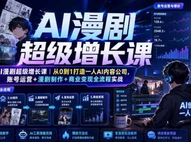 AI漫剧超级增长课|从0到1打造一人AI内容公司,账号运营+漫剧制作+商业变现全流程实战