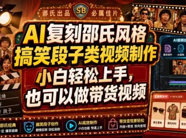 AI复刻邵氏风格搞笑段子类视频制作,小白轻松上手,也可以做带货视频