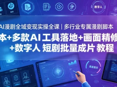 AI漫剧全域变现实操全课｜多行业专属漫剧脚本+多款AI工具落地+画面精修+数字人短剧批量成片全教程
