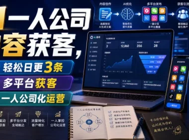 AI一人公司内容获客，轻松日更3条，多平台获客，一人公司化运营