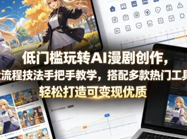 低门槛玩转AI漫剧创作，全流程技法手把手教学，搭配多款热门工具，轻松打造可变现优质作品