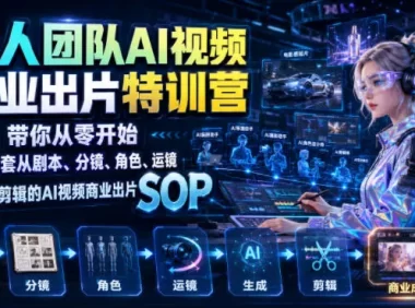 一人团队AI视频商业出片实战课：带你从零开始跑通一套从剧本、分镜、角色、运镜、生成到剪辑的AI视频商业出片SOP