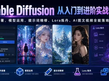 Stable Diffusion从入门到进阶实战课程｜软件部署、模型运用、提示词精修、Lora炼丹、AI图文视频全能落地教程